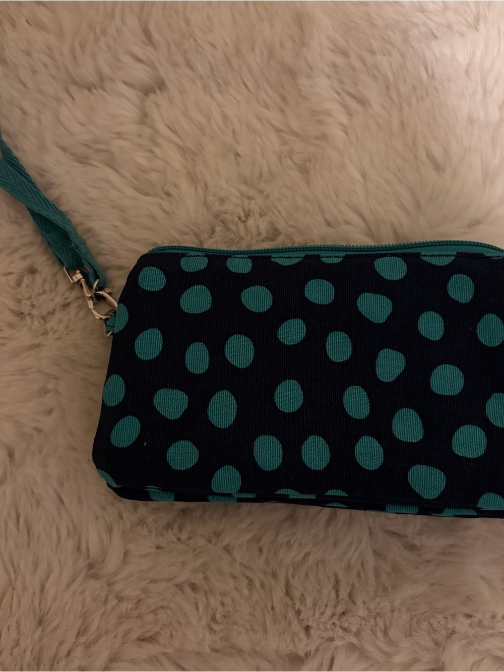 Thirty-One Teal Polka Dot Wristlet Clutch - Women's Bag